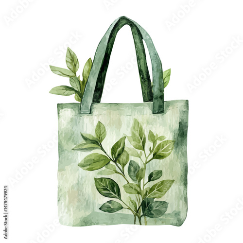 watercolor of Eco Bag, isolated on a white background.