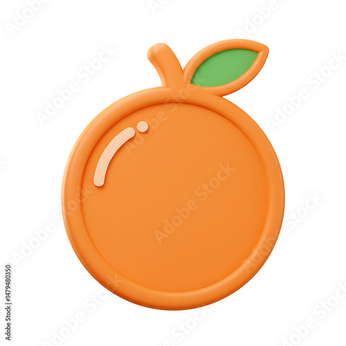 3D Render of a Cute Orange Fruit Icon Isolated on Black Background