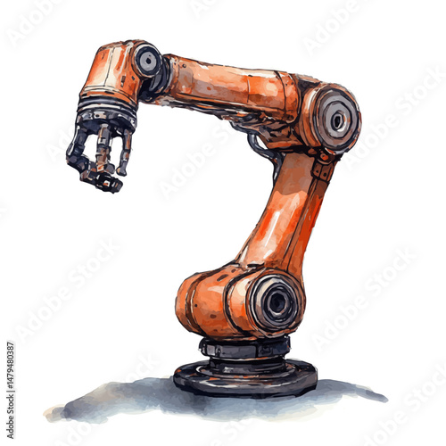 watercolor vector of Robot Arm, isolated on a white background.
