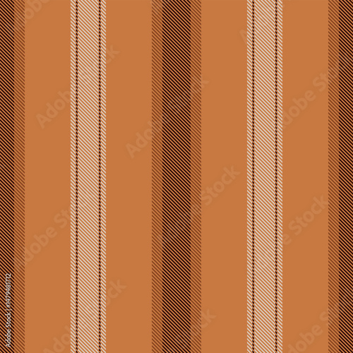 Chort background stripe pattern, graphic vertical lines textile. Cist fabric texture seamless vector in orange and dark colors.