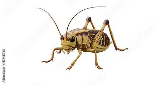 Striped Cricket: A Detailed 3D Render in Warm Tones