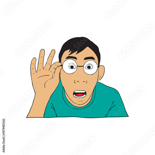 man with glasses and his surprise while glaring.eps