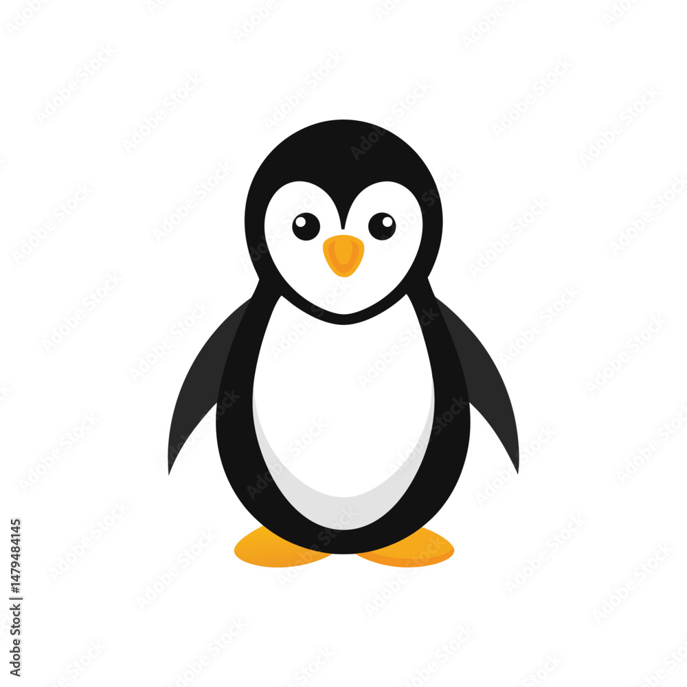 Obraz premium Minimal penguin logo vector illustration isolated on white