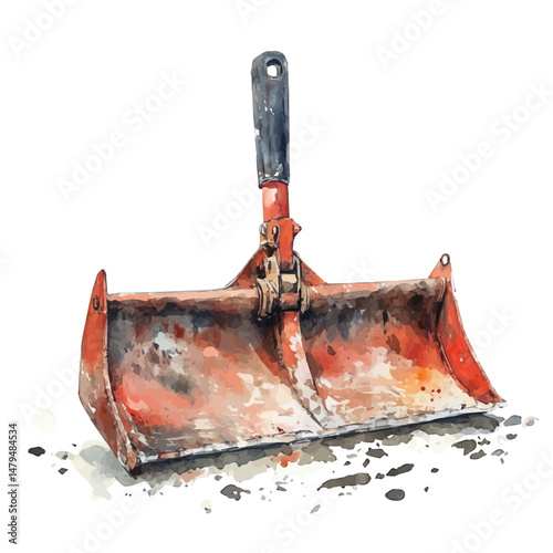 watercolor vector of Plow Tool, isolated on a white background.