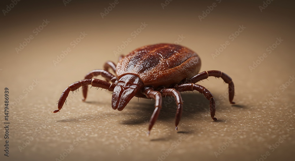 Tick Close-Up: Detailed Rendering in Warm Tones Tick Close-Up: Detailed Rendering in Warm Tones