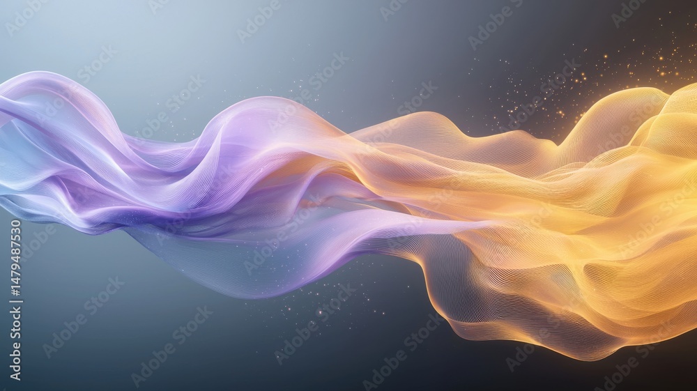 Obraz premium Abstract Flowing Color Wave Background with Particles wave background flow fluid light particle blue