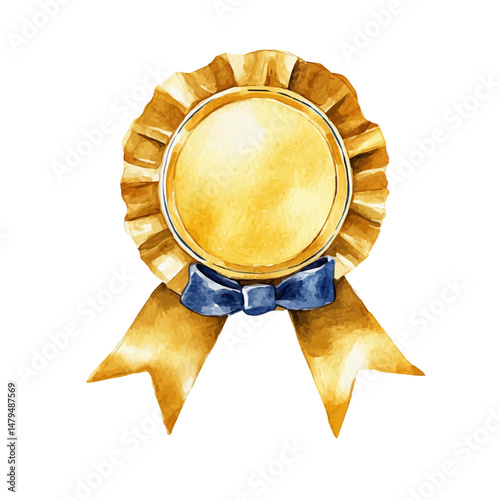 watercolor vector of Achievement Badge, isolated on a white background.