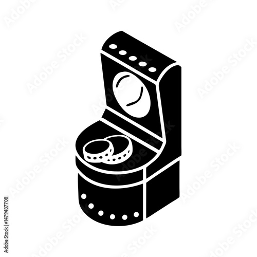 Isometric Illustration of a Coin Operated Machine with Two Coins