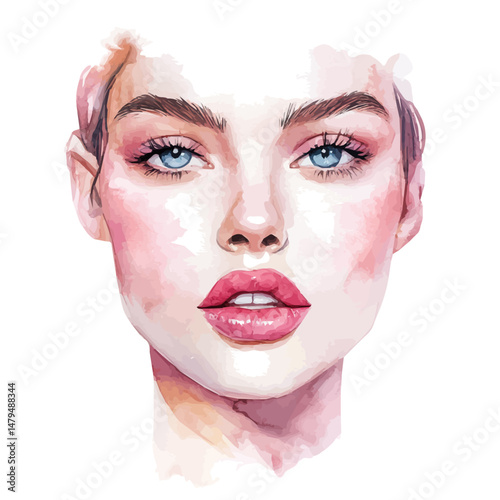 watercolor vector of Blush, isolated on a white background.