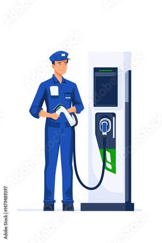 Electric Vehicle Charging Station with Attendant