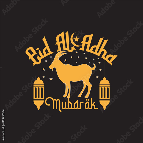 Typography Eid Al Adha wish invitation Greetings card Design 
 