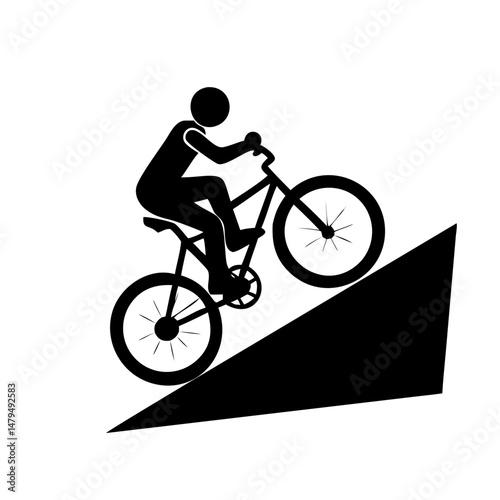 A person biking uphill on a mountain bike bicycle cycling uphill outdoor activity extreme sports