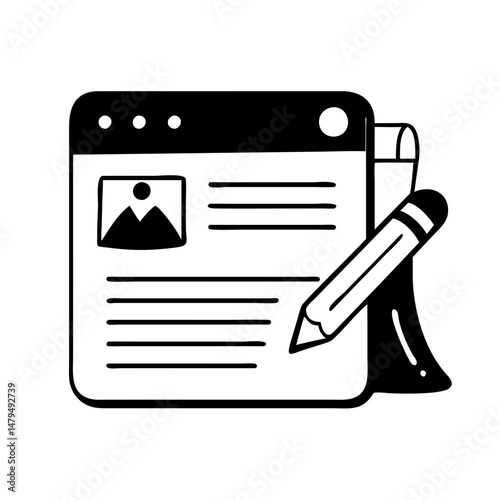 Online Content Creation Blogging Webpage Article Writing Digital Publishing Pencil Image Text Editing