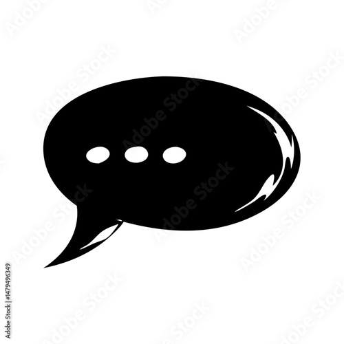 Black and white handdrawn speech bubble with ellipsis indicating continued text or thought