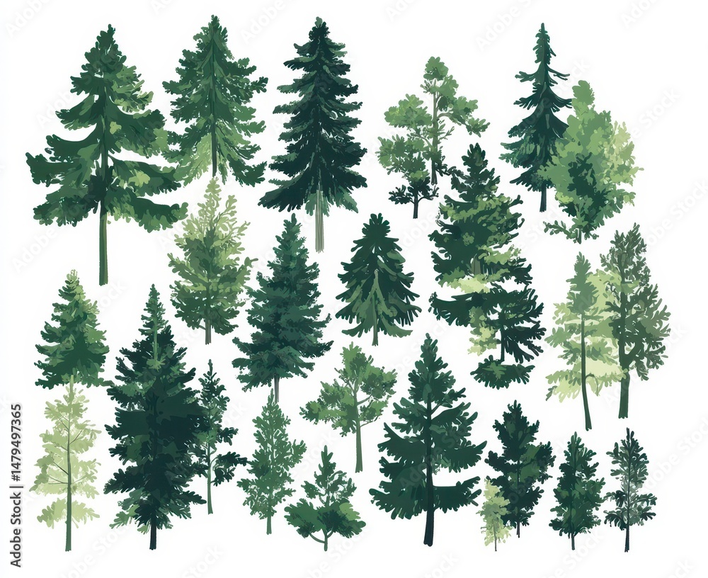Obraz premium spruce branches vector illustration