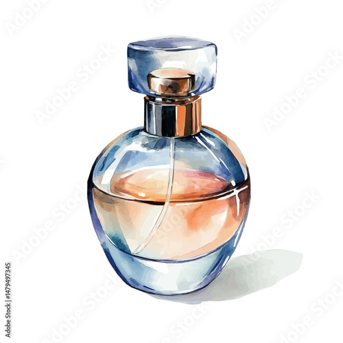 Perfume Bottle, watercolor illustration, isolated on a white background.