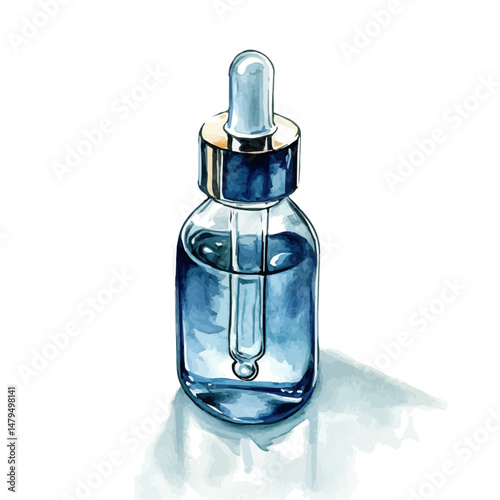 Dropper Bottle, watercolor vector, isolated on a white background.