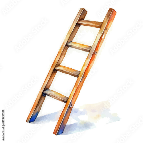 watercolor of Rescue Ladder, isolated on a white background.