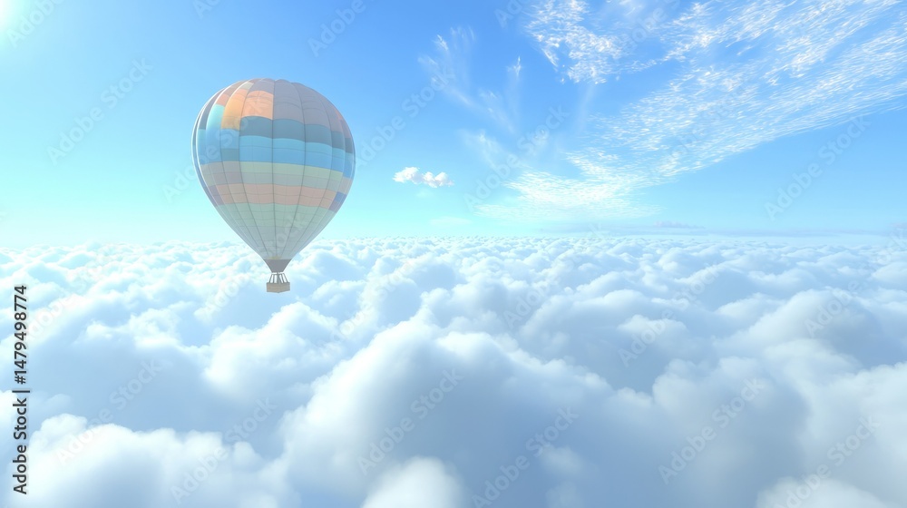 Fototapeta premium Hot air balloon above clouds