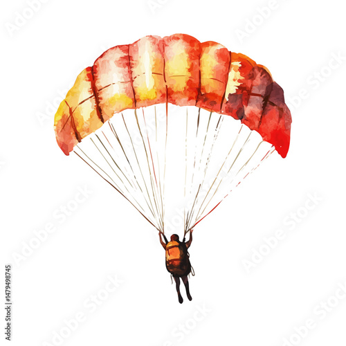 watercolor of Parachute, isolated on a white background.