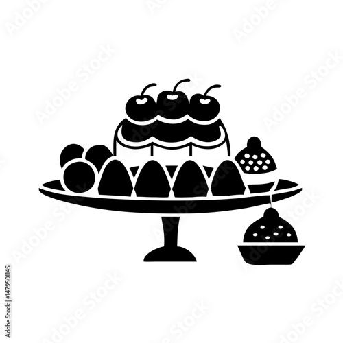 Delicious Dessert Platter with Cake Cherries and Assorted Sweets
