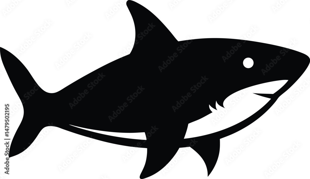 Fototapeta premium Shark vector illustration on transparent background 