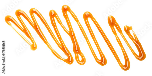 Delicious Caramel Sauce Drizzle Isolated on Black Background