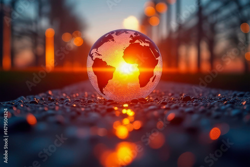 abstract background with glowing sphere, world day of safety and health at work .