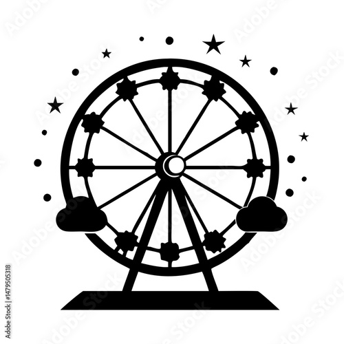 Nighttime Ferris Wheel Fairground Ride Amusement Park Icon