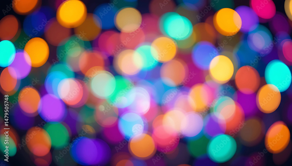 Fototapeta premium Vibrant Multicolor Bokeh: Festive Abstract Light Background