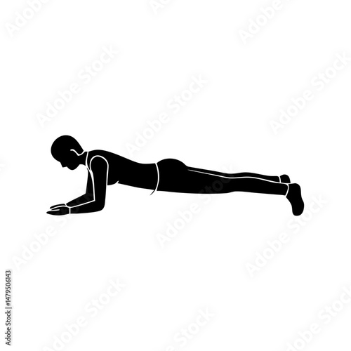 Fitness Exercise Plank Pose Bodyweight Training Workout Silhouette
