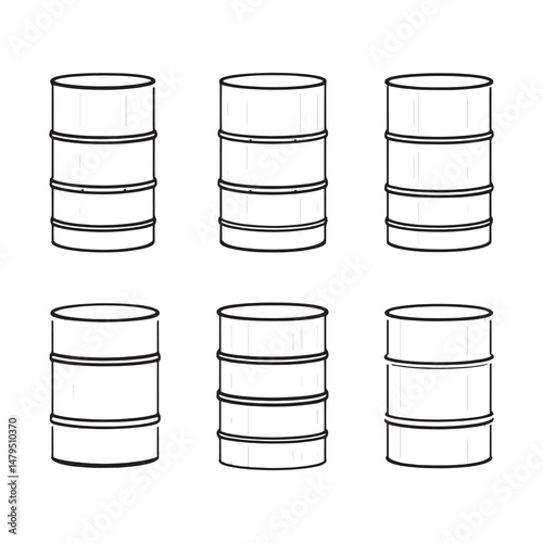 Clean and Detailed Line Art of an Oil Barrel Design