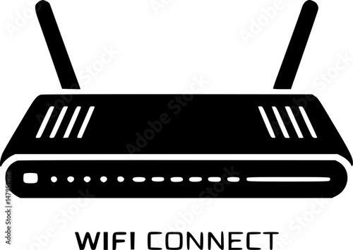 Simple Black and White WiFi Router Icon