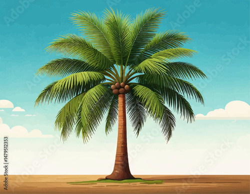 Tropical Palm Tree Vector Illustration