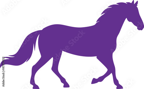 dynamic purple horse silhouette, embodying grace, power, and spirited movement