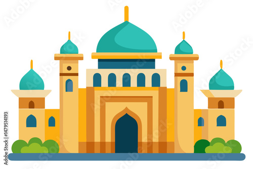 taj mahal vector illustration, mosque symbol