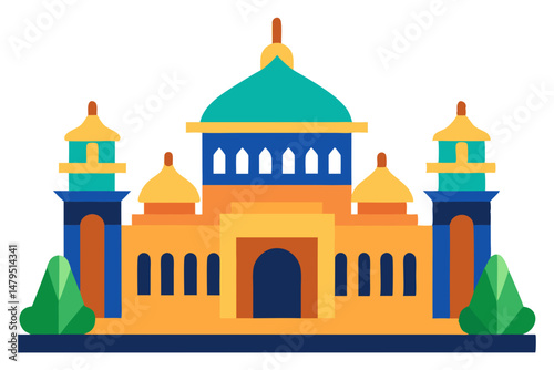 taj mahal vector illustration, mosque symbol