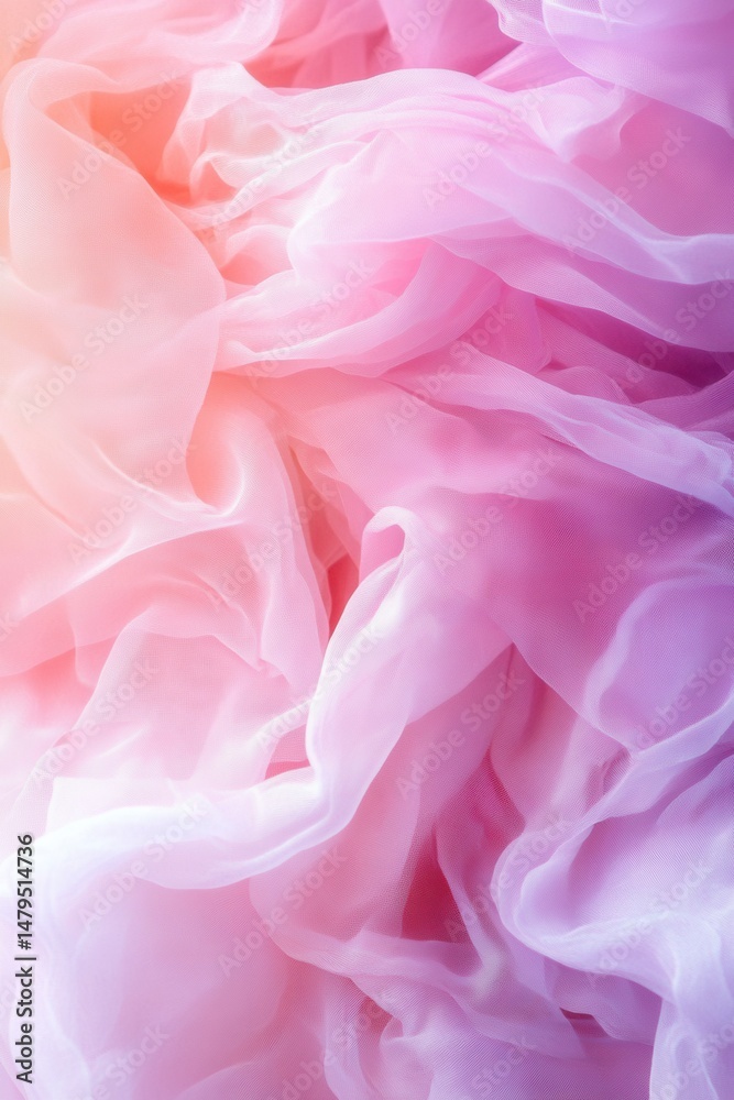 Fototapeta premium Abstract pink fabric folds close up studio shot soft lighting ethereal dreamy delicate texture textile background