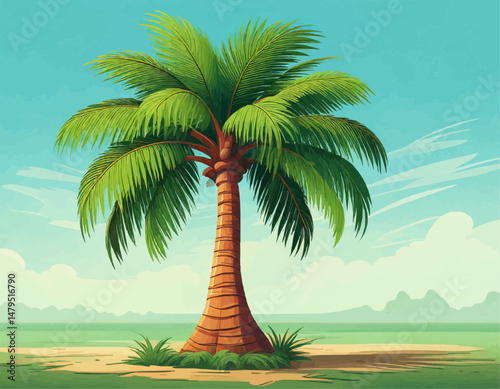 Tropical Palm Tree Vector Illustration