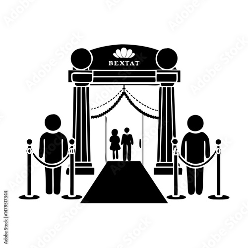 Celebratory Grand Opening Featuring Red Carpet and Crowd Control Barriers