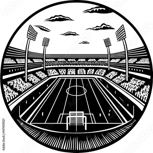 Football Ground Illustration - Sports Field for Soccer Matches