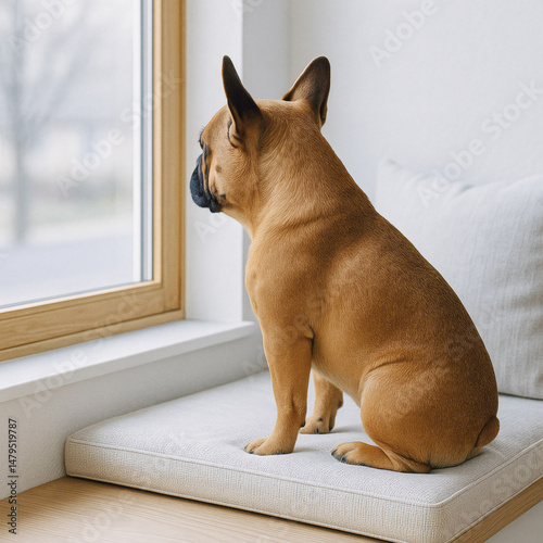 French Bulldog Waiting by the Window on a Quiet Afternoon