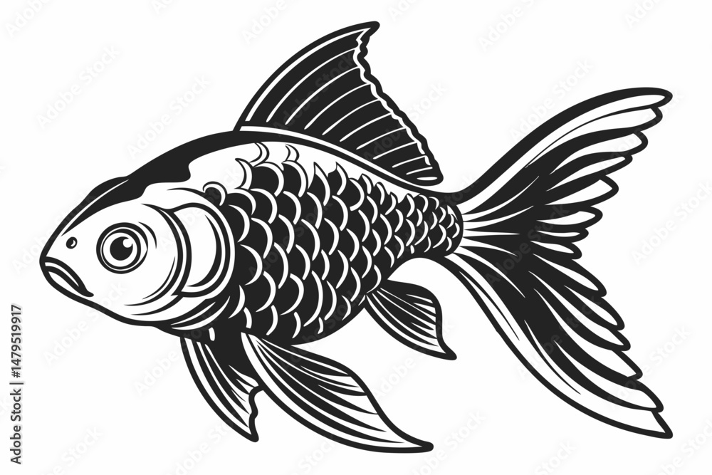 Fototapeta premium goldfish sihouette black vector