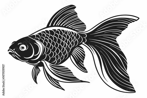 goldfish sihouette black vector