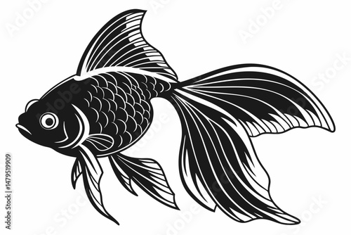 goldfish sihouette black vector