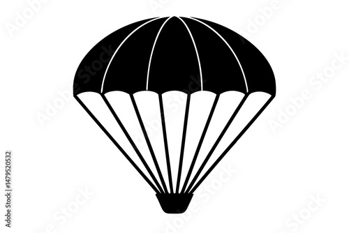 parachute silhouette vector illustration, parachute black symbol