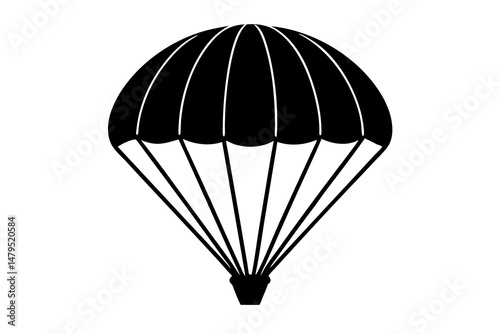 parachute silhouette vector illustration, parachute black symbol
