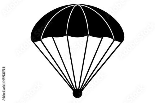 parachute silhouette vector illustration, parachute black symbol