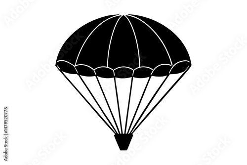 parachute silhouette vector illustration, parachute black symbol
