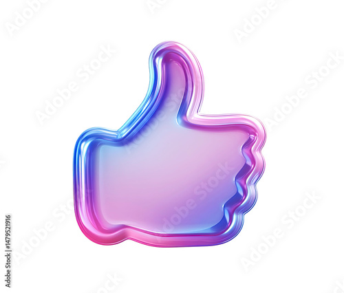 Abstract Glass Thumbs Up Icon on Transparent Background